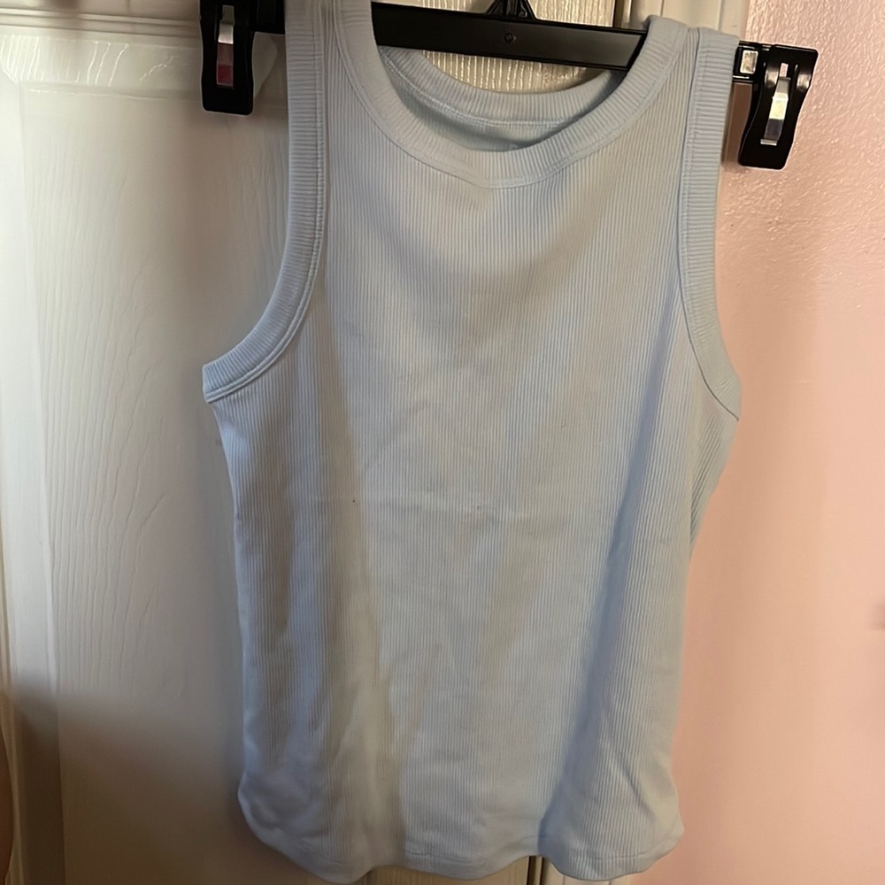 blue halter tank top